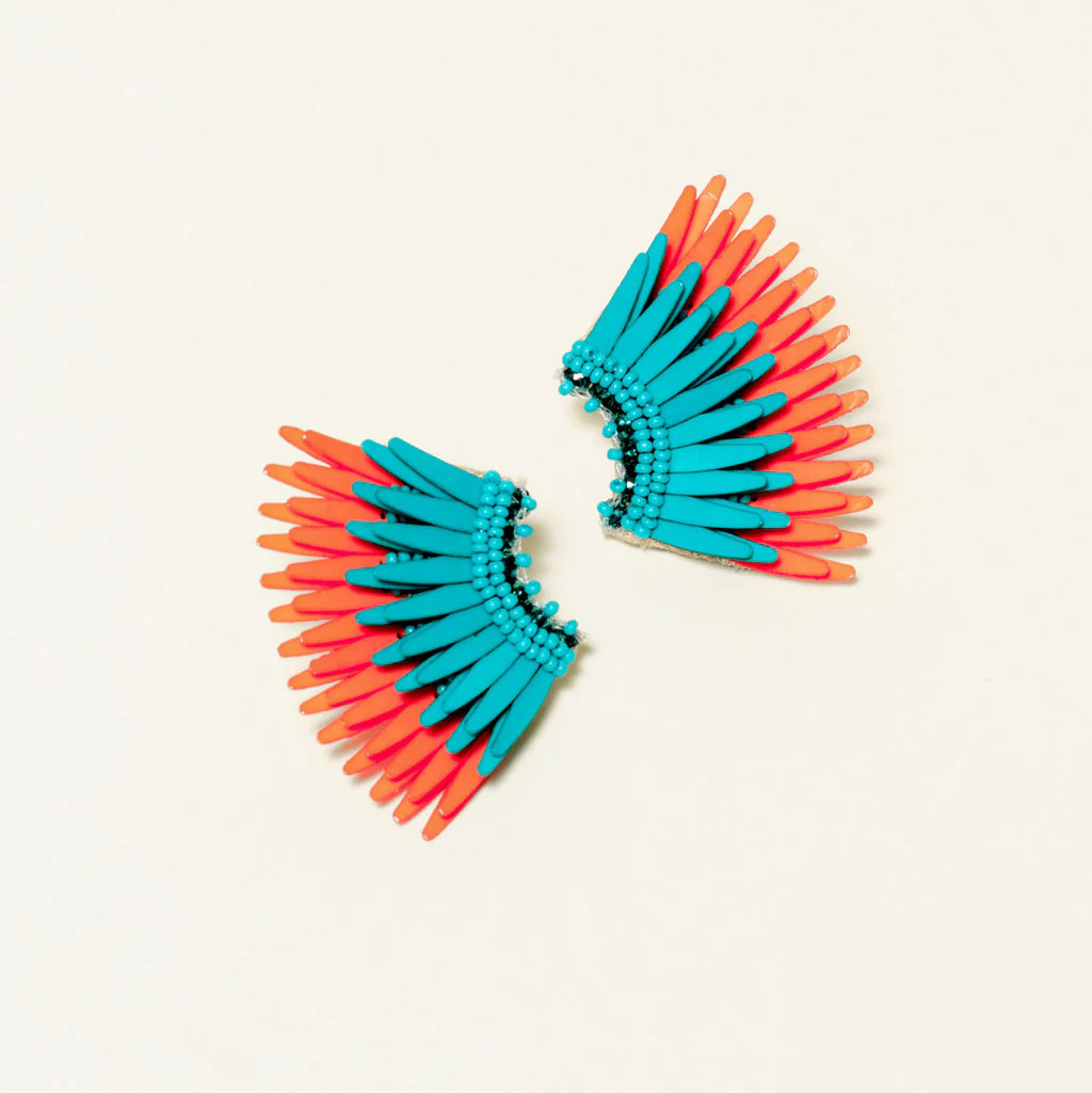 Mini Madeline Earrings Teal Orange | Mignonne Gavigan