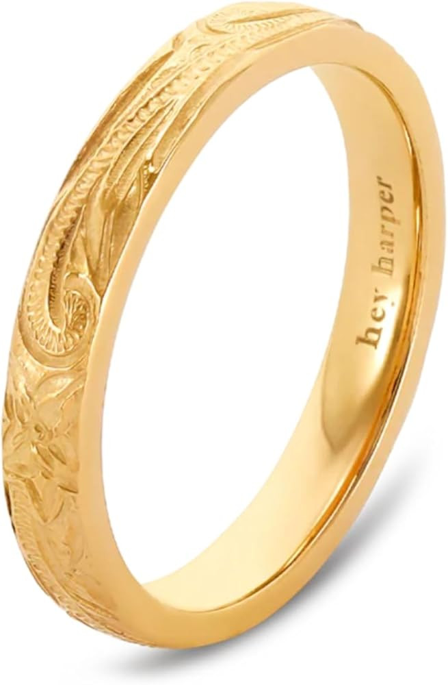 Hey Harper Gold Ring for Women - Gold Plated Stacking Waterproof & Sweatproof Jewerly Ring - Ever... | Amazon (US)