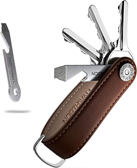 Smart Key Organizer Keychain, 100% Real Leather Compact Key Holder, Secure Locking Mechanism, Poc... | Amazon (US)