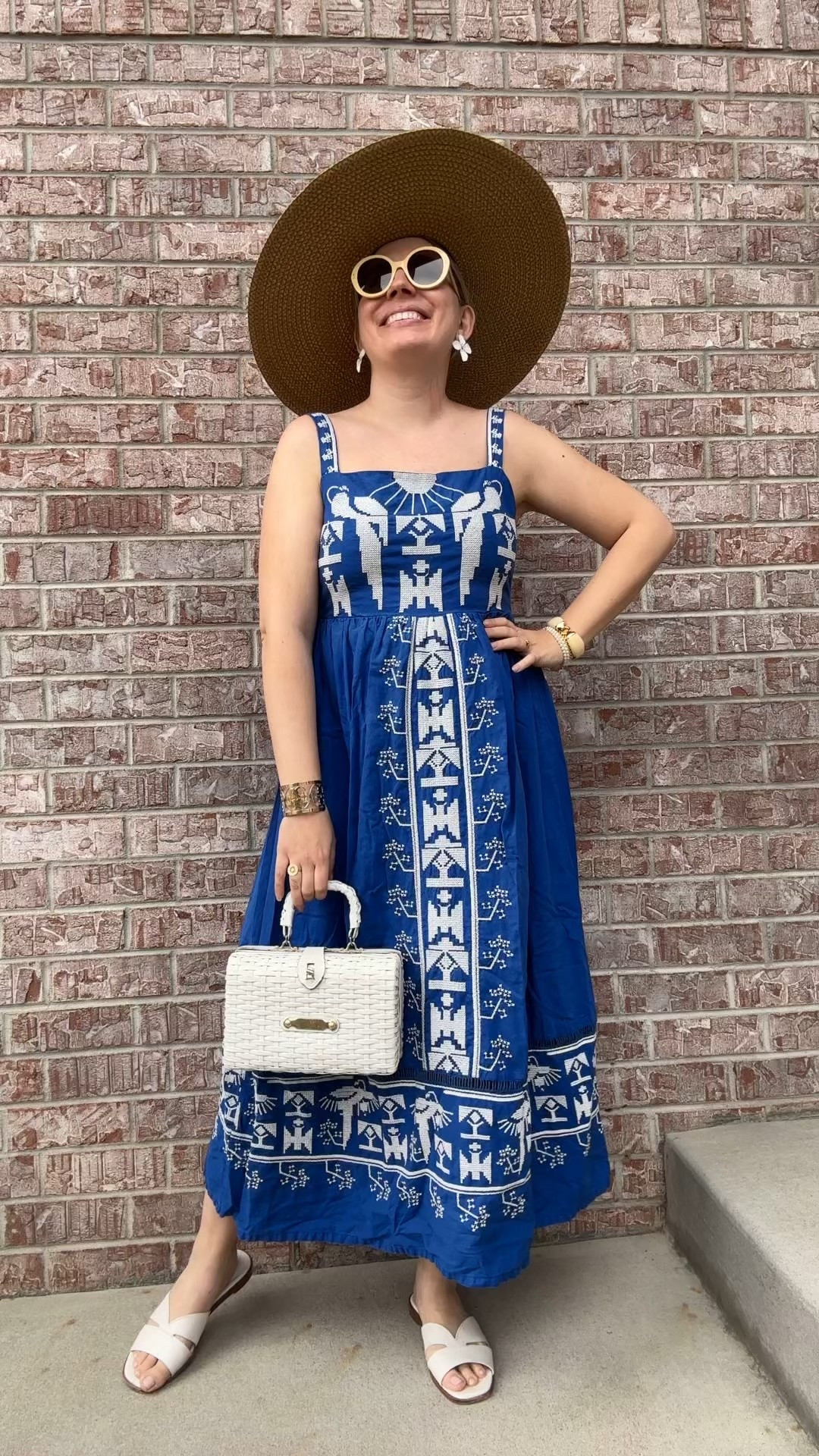 Look 7
Tropical Luxe 🌴 

Some dresses are just worth it ✨ This Farm Rio beauty is vibrant, high-contrast, and so perfectly tailored off the rack that it instantly elevates your whole look. Even better - this exact dress is available for rent if you’re not ready to commit. Coupon linked below (and in my IG bio.)

Here’s the thing: I know it’s tempting to grab the most affordable (read: cheap) version of a statement dress… but the real deal is real for a reason. Quality pieces like this not only look better, they feel better an and if you buy secondhand, you can find gems that still have years of wear left in them.

Whether you splurge new, score it resale, or rent for the occasion, pieces like this are the definition of eye-catching in all the right ways!

Rent this dress from Armoire! Get up to 60% off of your membership when you use my link: https://www.armoire.style/refer/katbondstyle

About Tropical Luxe 🌴: This capsule is my love letter to the hottest days of summer - a curated collection of looks with rich textures, vibrant or softly-stated prints, and silhouettes that feel both vacation-ready and city-polished. Think resort energy you can wear anywhere.

Dress - Farm Rio (secondhand linked)
Hat - Eric Javits (linked)
Shoes - Kate Spade (similar linked)
Earrings - Tuckernuck
Bag - Vintage (similar linked)
Bracelets - Tory Burch, J.Crew, target, rocksbox (similar linked)
Ring - Rocksbox (similar linked)
Sunglasses - Gucci (linked)

#FarmRio #FarmRioStyle #EricJavits #EricJavitsHat #TropicalLuxe #SummerStyle #VacationStyle #ResortWear #BoldPrints #MaximalistStyle #CapsuleWardrobe #OOTDInspo #SummerChic #QualityOverQuantity #SlowFashion #SecondhandStyle #RentTheLook #ElevatedStyle #BoldPrints 

#LTKItBag #LTKStyleTip #LTKSeasonal