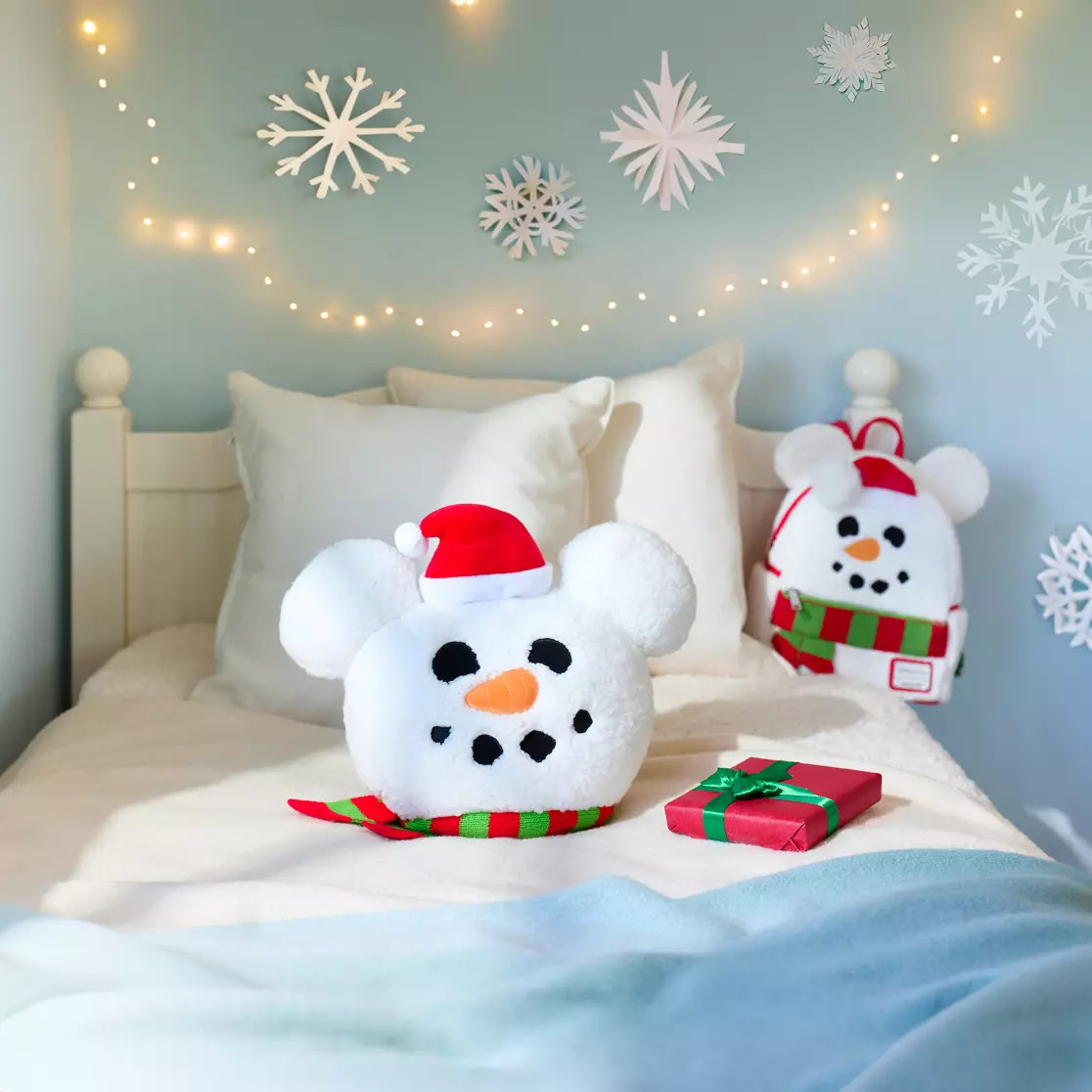 Mickey Mouse Snowman Plush Holiday Throw Pillow | Disney Store