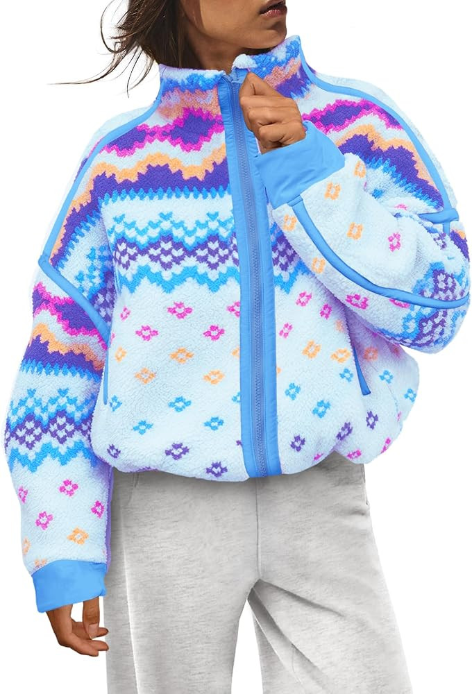 LAMISSCHE Zip up Fleece Jacket Women Long Sleeve Sherpa Sweatshirt | Amazon (US)