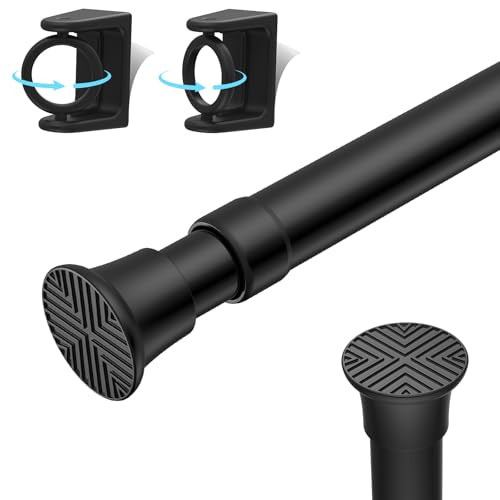 1PCS Black Tension Curtain Rod 18-36 Inch Adjustable Curtain Rod No Drilling Tension Rods Small Tension Rod Spring Tension Curtain Rods, for Windows, Door And Closet. (With One Set Rod Holders) | Amazon (US)