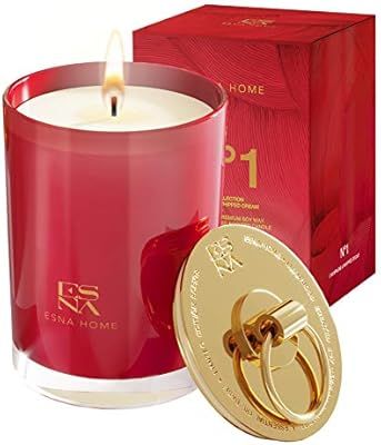 Luxury Scented Candles, All Natural Essential Oils Soy Candles 50 Hours Long Burning Gold Lid Can... | Amazon (US)
