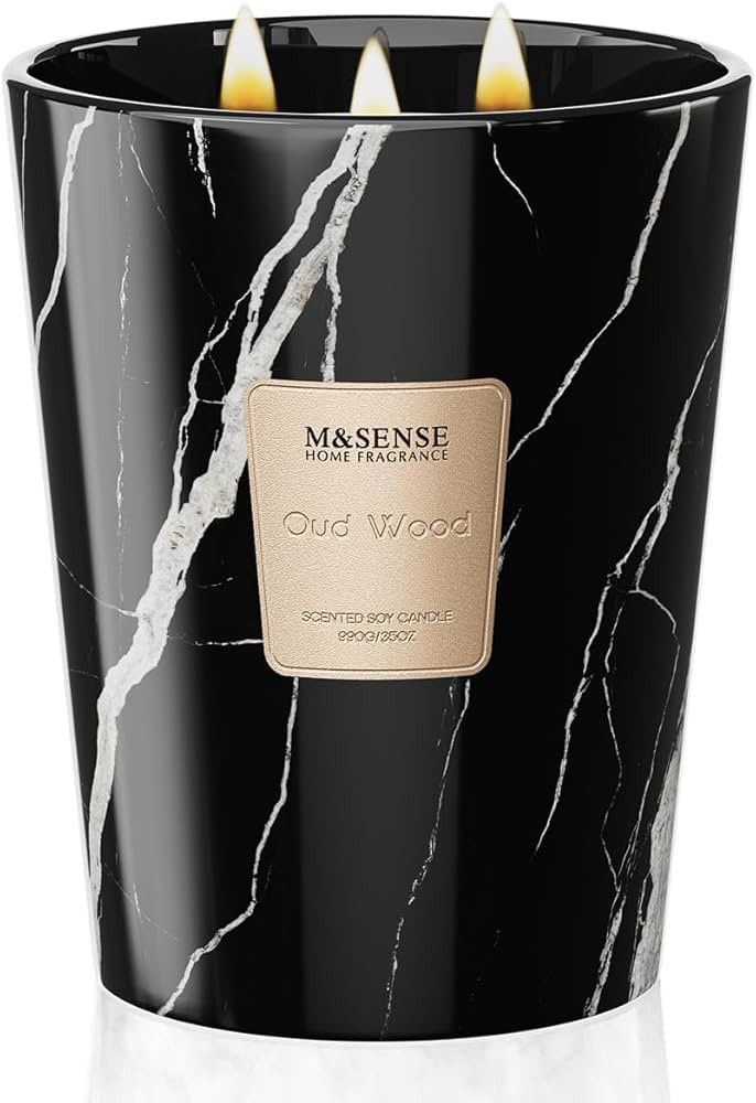 M&SENSE Extra Large Candle OudWood Intense Scented Candle,3 Wick Highly Scented XL Jar Candle,35o... | Amazon (US)