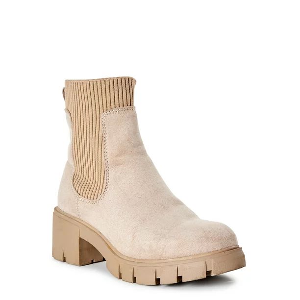 No Boundaries Women's Knit Chelsea Boots, Wide Width Available - Walmart.com | Walmart (US)