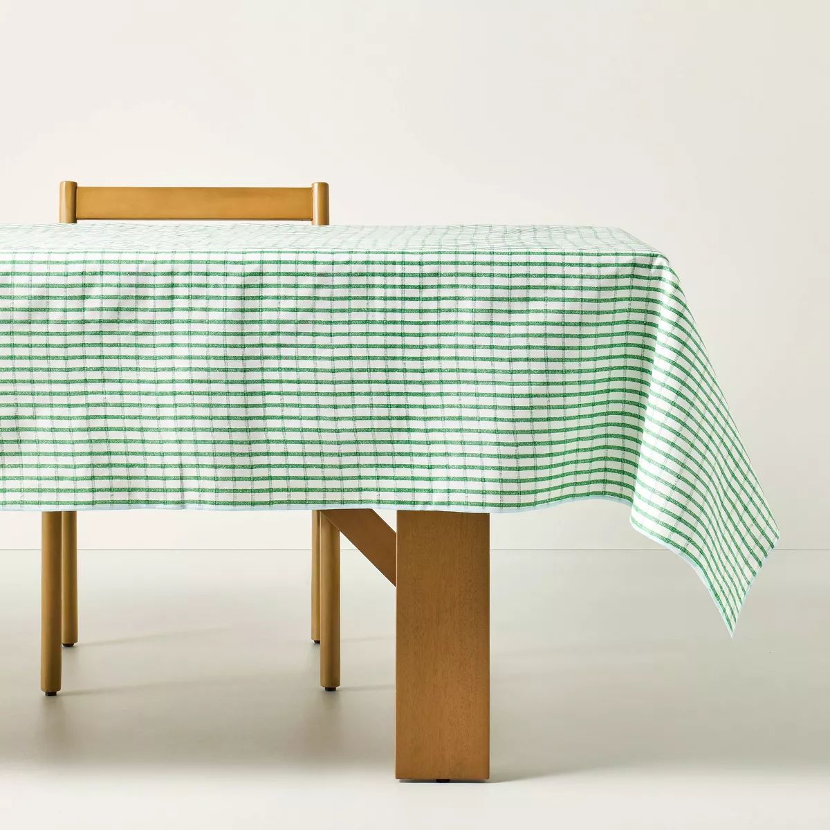 60"x84" Checkered Plaid Wipeable Rectangular Tablecloth Cream/Light Blue/Green - Hearth & Hand™... | Target