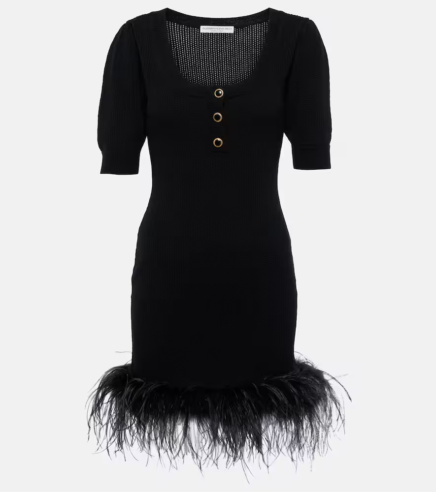 Alessandra Rich Feather-trimmed wool minidress | Mytheresa (DACH)