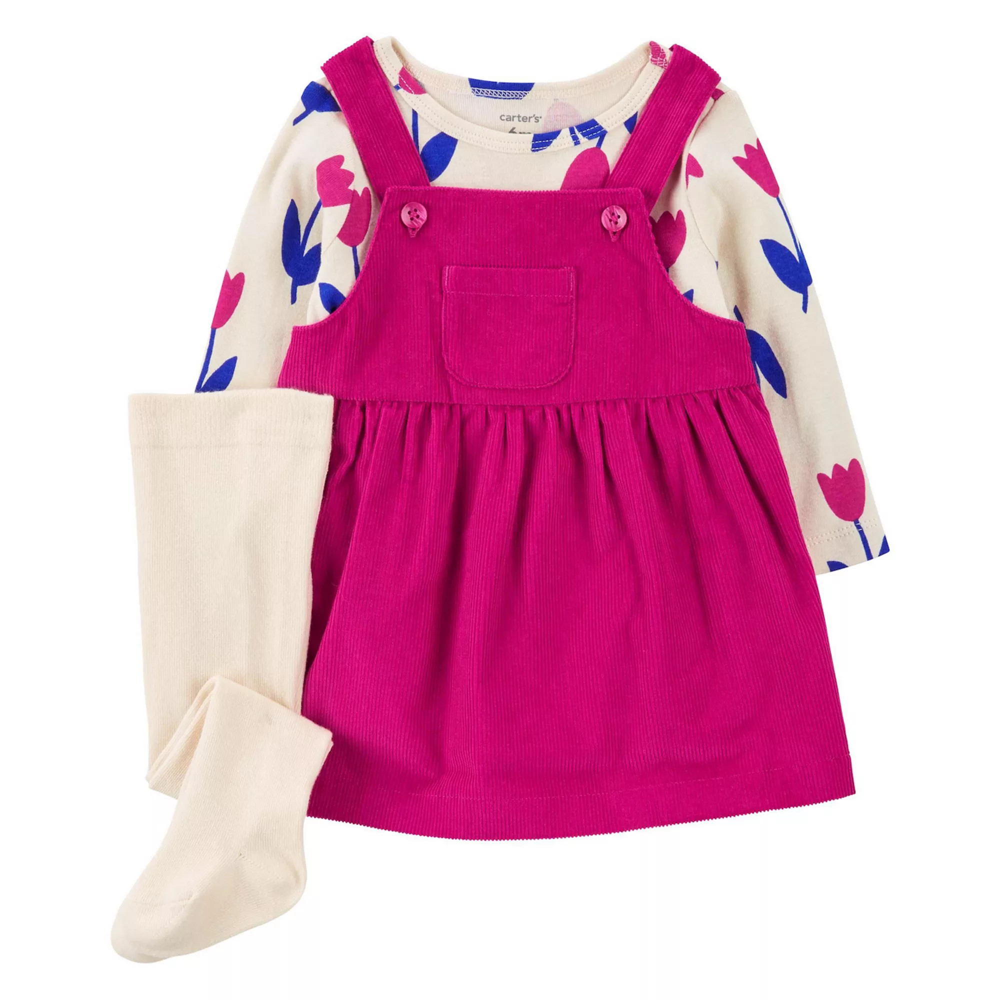 Baby Girl Carter's 3 Pc Tulip Tee & Corduroy Jumper Set | Kohl's