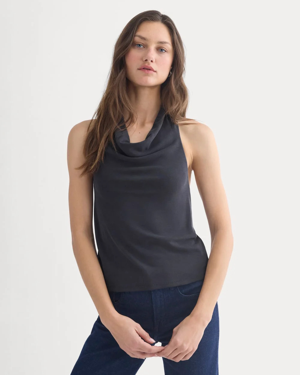 Halter Cowlneck Top in Butterknit | Black | Everlane