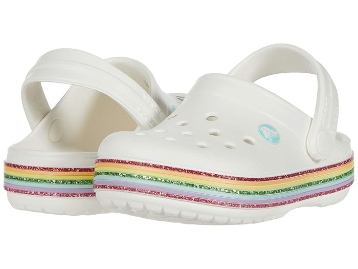 Crocs Kids Crocbandtm Rainbow Glitter Clog (Toddler/Little Kid/Big Kid) (White) Girl's Shoes | Zappos