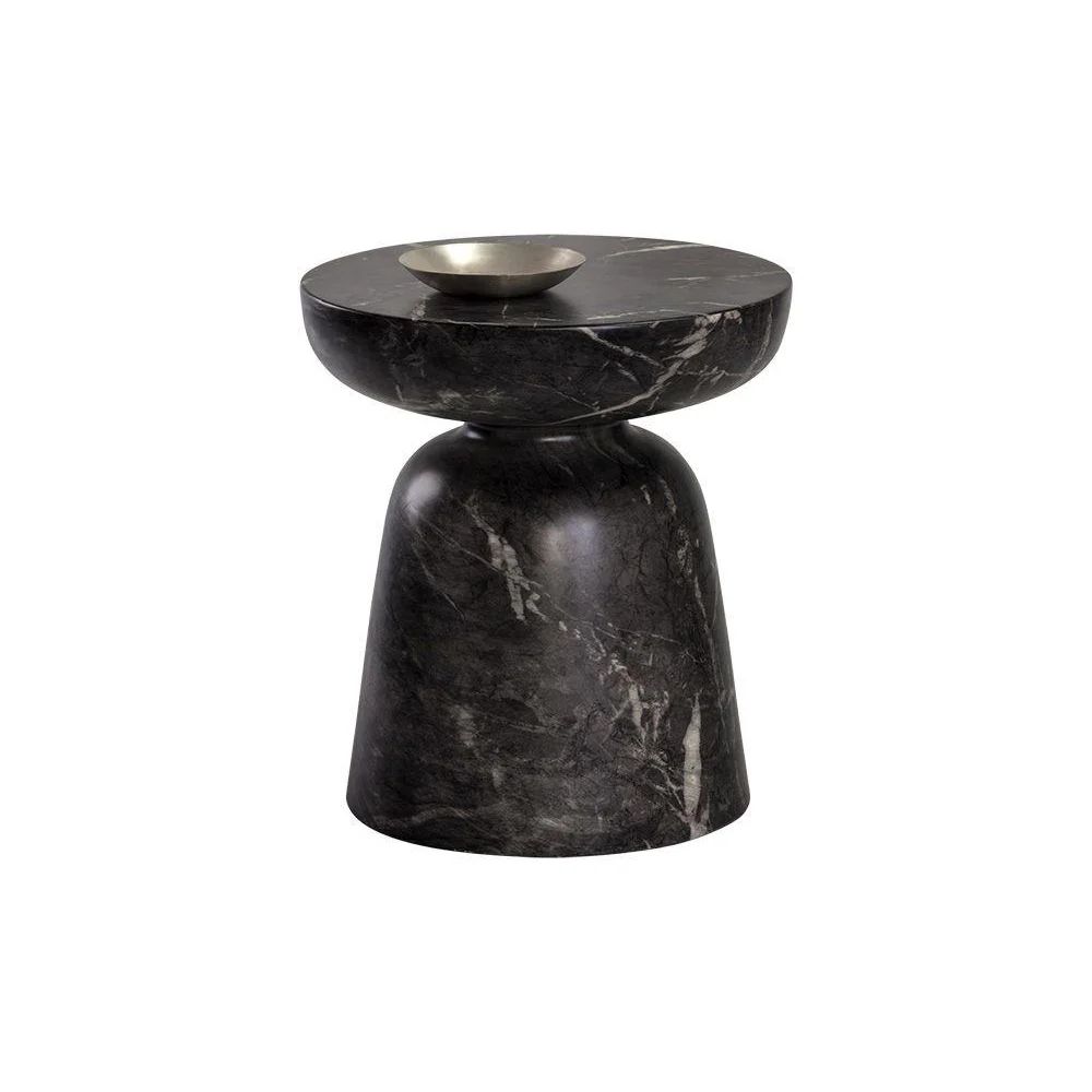 Lucida End Table - Marble Look - Black | France and Son