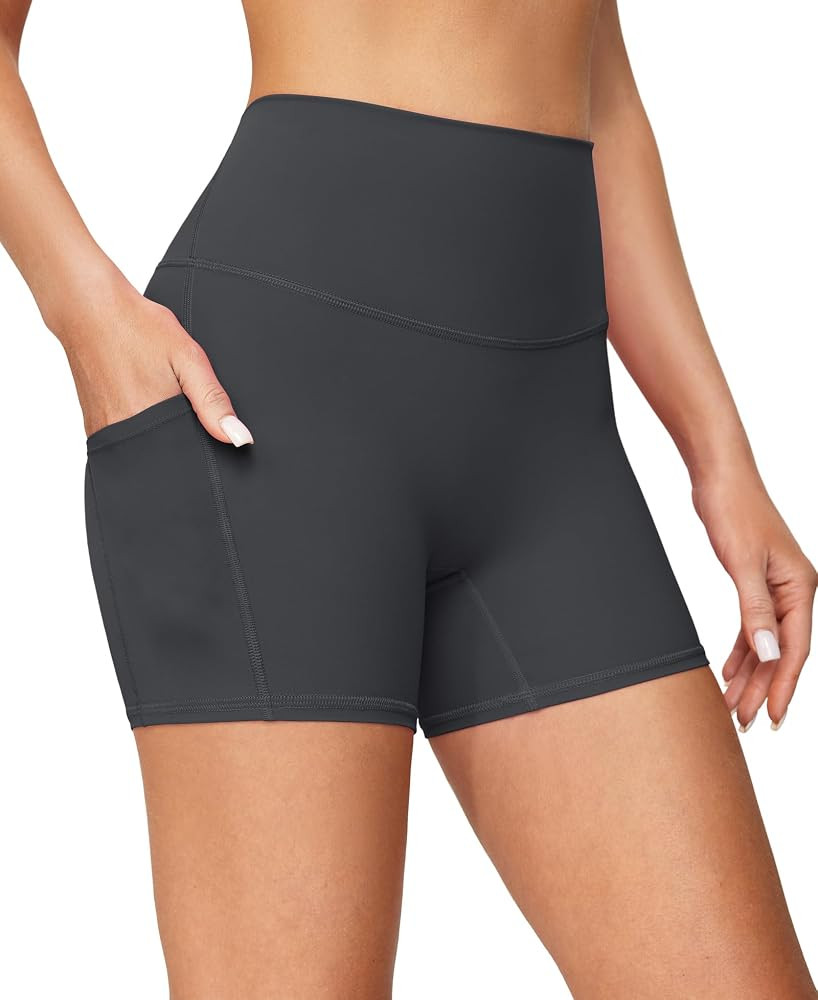 IUGA Biker Shorts Women with Pockets No Front Seam 4" Yoga Spandex Shorts Women Workout Running H... | Amazon (US)