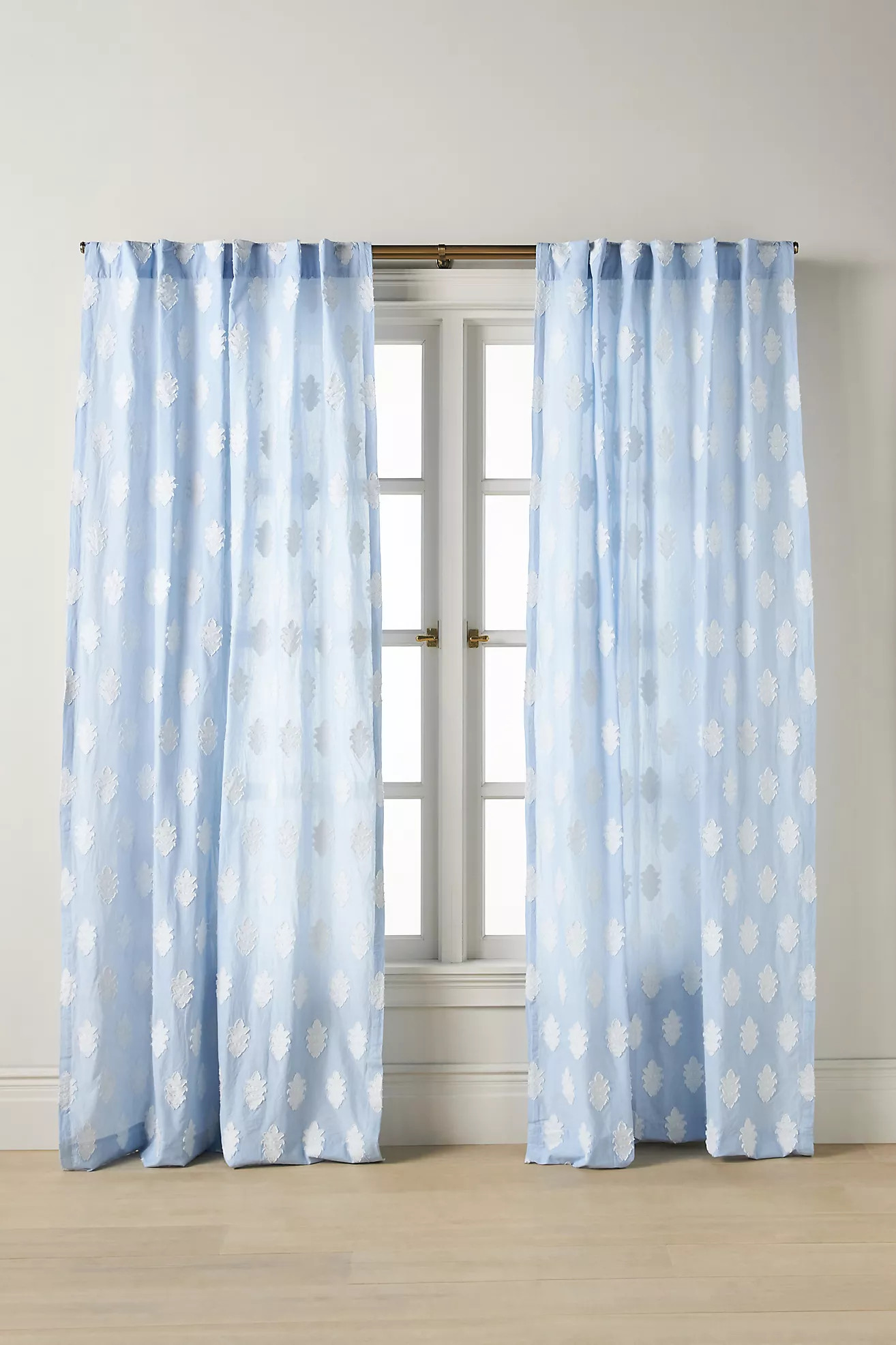 Azia Cotton Clipped Jacquard Curtain | Anthropologie (US)