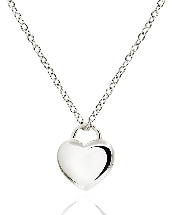 QVY Dainty Puffy Heart Pendant Necklace for Women Gold Plated Jewelry Silver Chunky Necklace with... | Amazon (US)