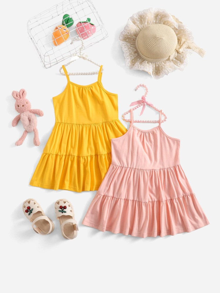 Toddler Girls 2pcs Ruffle Hem Cami Dress | SHEIN
