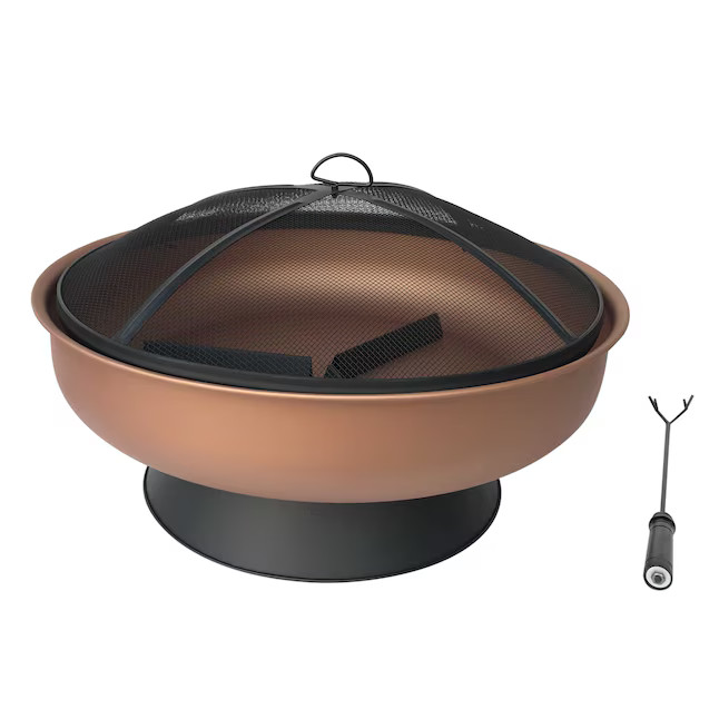 Origin 21 29.53-in W Copper and Black Steel Wood-Burning Fire Pit | Lowe's