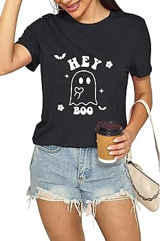 Halloween Doodles Shirt for Women Cute Boo Vintage Graphic Halloween Tshirt for Party Short Sleev... | Amazon (US)