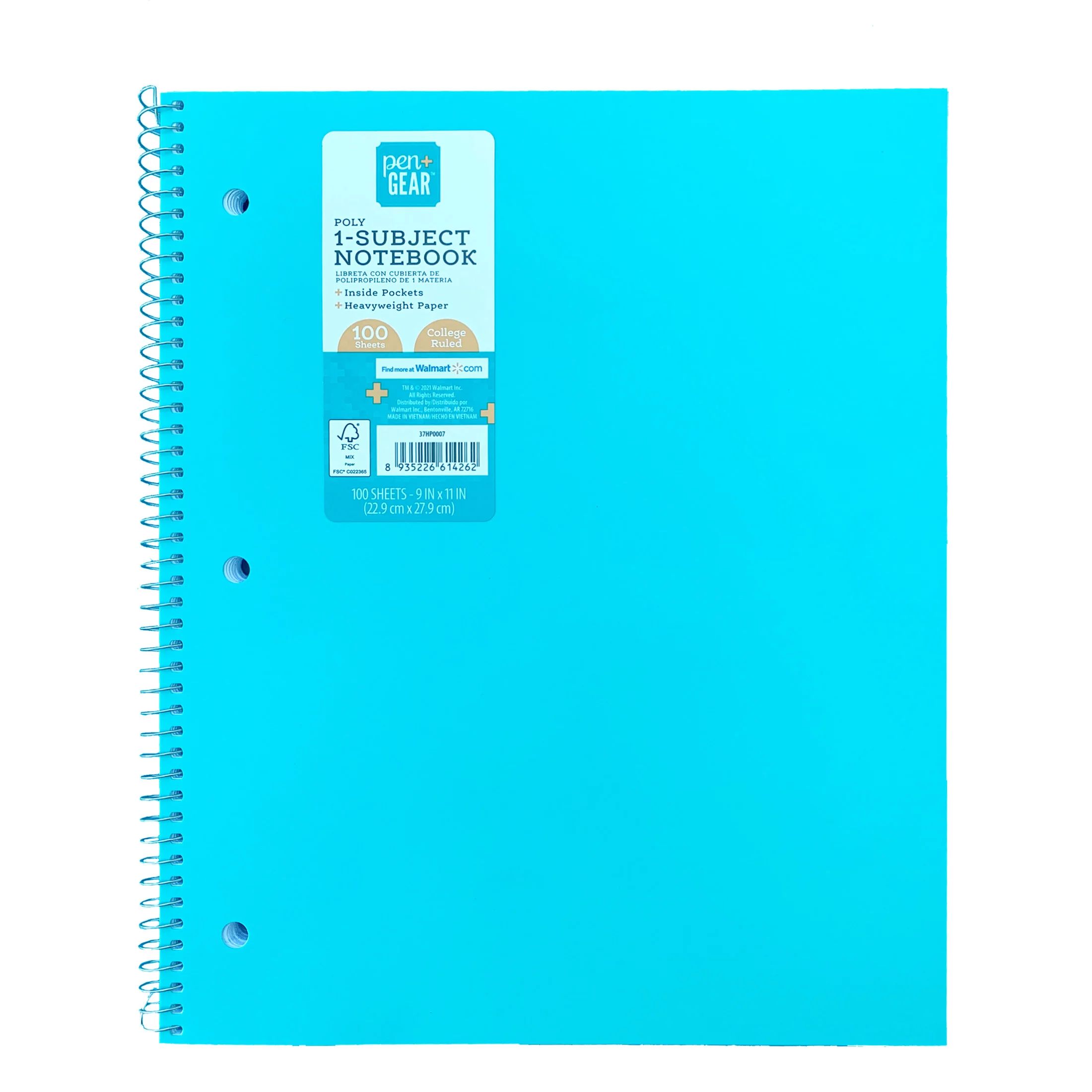 Pen+Gear Poly 1-Subject Notebook, College Ruled, 100 Heavyweight Sheets - Walmart.com | Walmart (US)