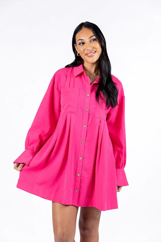 Write This Down Pink Button Up Shirt Dress FINAL SALE | Pink Lily