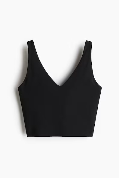 H & M - Light Support Yoga Bra with SoftMove Lycra - Black | H&M (US + CA)