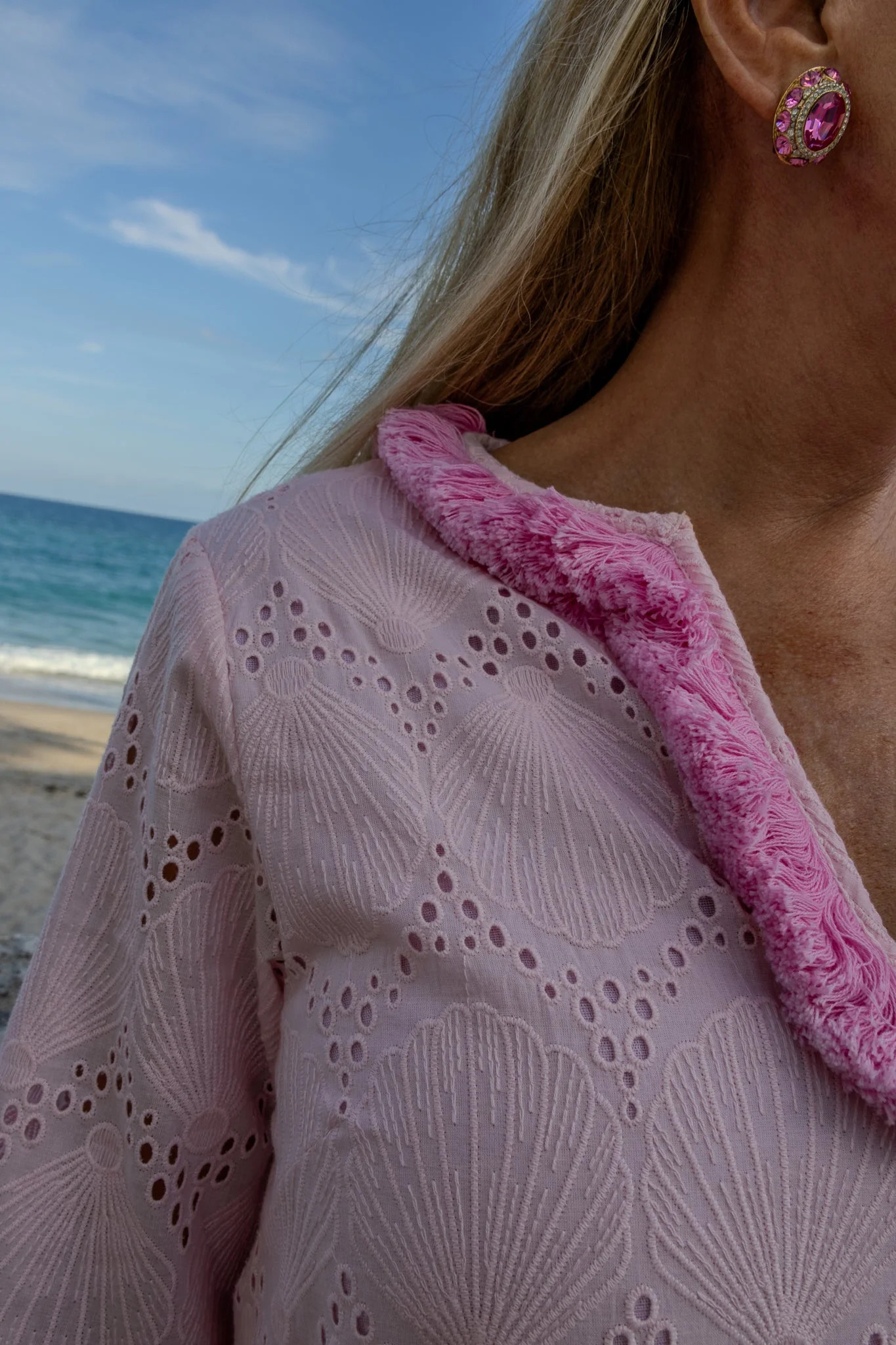 Hibiscus Shell Eyelet Caftan | Sail to Sable