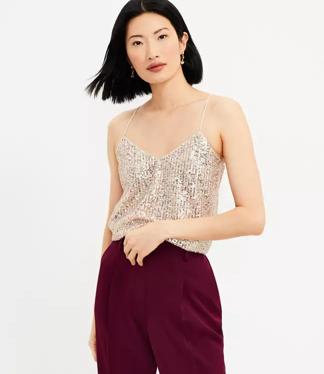 Sequin V-Neck Cami | LOFT