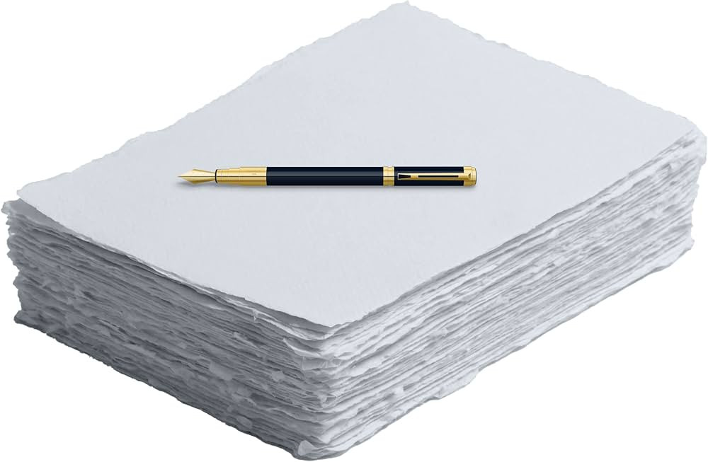 Handmade White Deckle Edge Blank Paper - 4x6 Inch Package of 50 - Mixed Media Loose Leaf Paper fo... | Amazon (US)