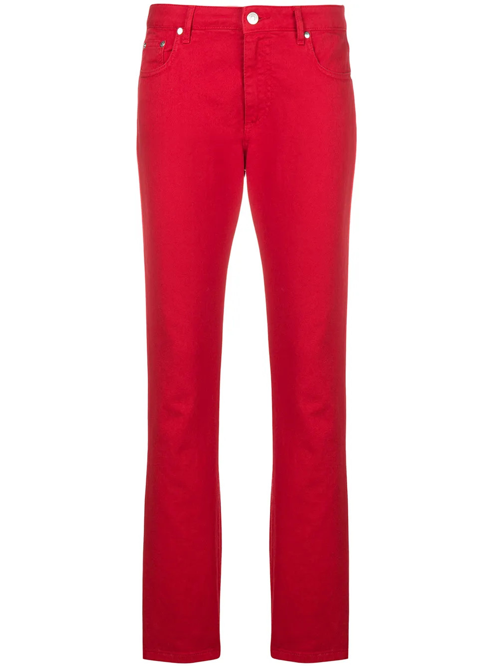MSGM Logo Print slim-fit Jeans | Red | FARFETCH | Farfetch Global