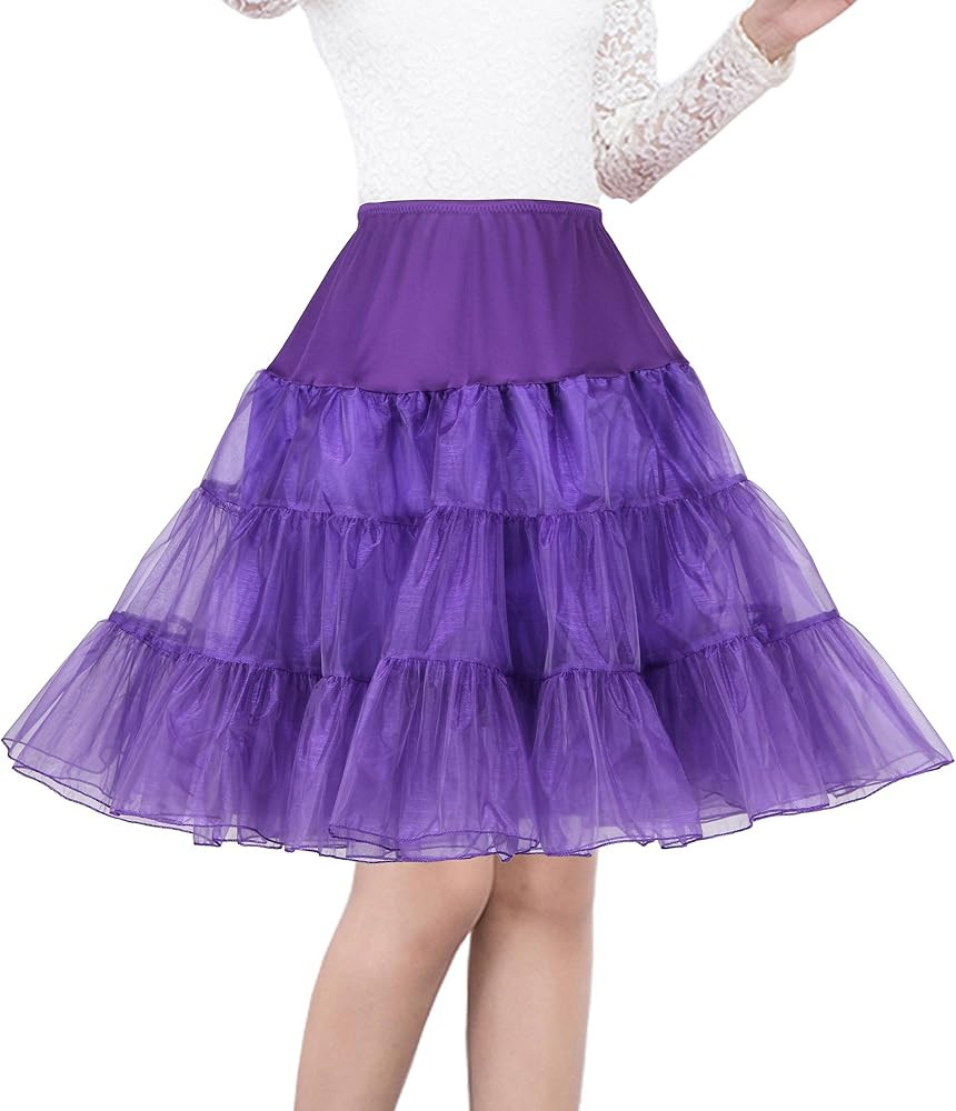 Shimaly® Women's 50s Vintage Petticoat 26" Crinoline Rockabilly Tutu Skirt Slip S-3XL | Amazon (US)
