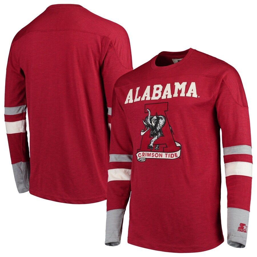 Alabama Crimson Tide Starter Old School Football Long Sleeve T-Shirt - Crimson/Gray | Fanatics