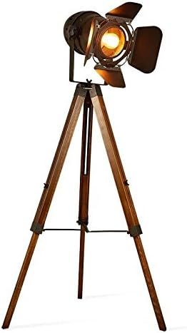 Decoluce Vintage Tripod Floor Lamp, Height Adjustable Wooden Camera Tripod Rotatable Spotlight Ta... | Amazon (US)