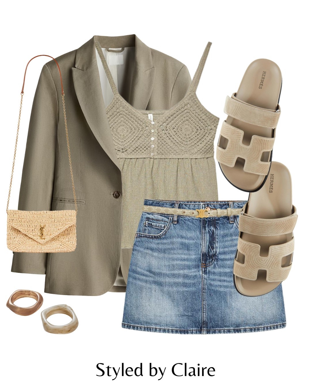 The power of a belt❤️‍🔥
Tags: khaki linen oversized blazer H&M stradivarius crochet strappy knit top lace detail crop Celine belt ysl raffia bag sandals Hermes strap buckle denim skirt fashion spring summer inspo outfit ideas chic women’s style capsule wardrobe holiday city break Barcelona Ibiza Dubai 

#LTKsummer #LTKstyletip #LTKspring