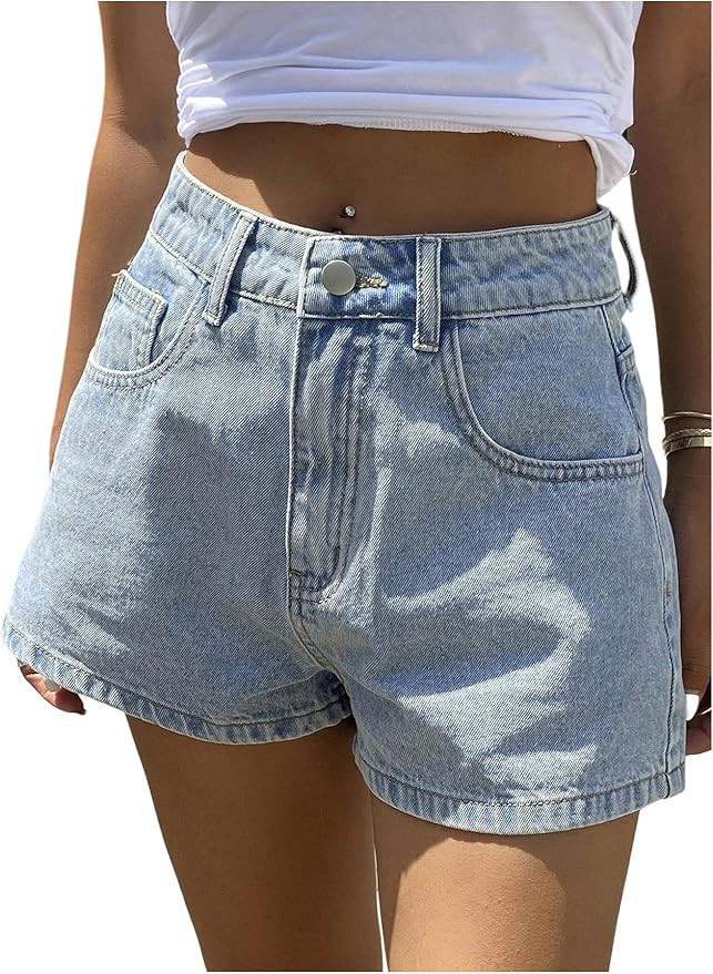 SweatyRocks Jean Shorts Womens High Waist Classic Casual Baggy Boyfriend Denim Shorts | Amazon (US)