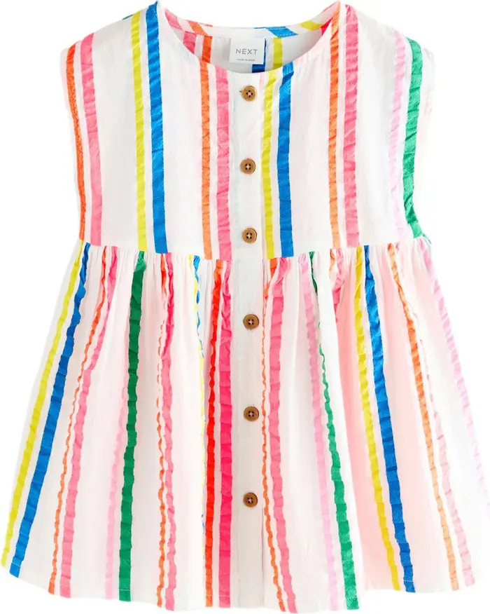 NEXT Kids' Rainbow Stripe Cotton Seersucker Sleeveless Shirtdress | Nordstrom | Nordstrom