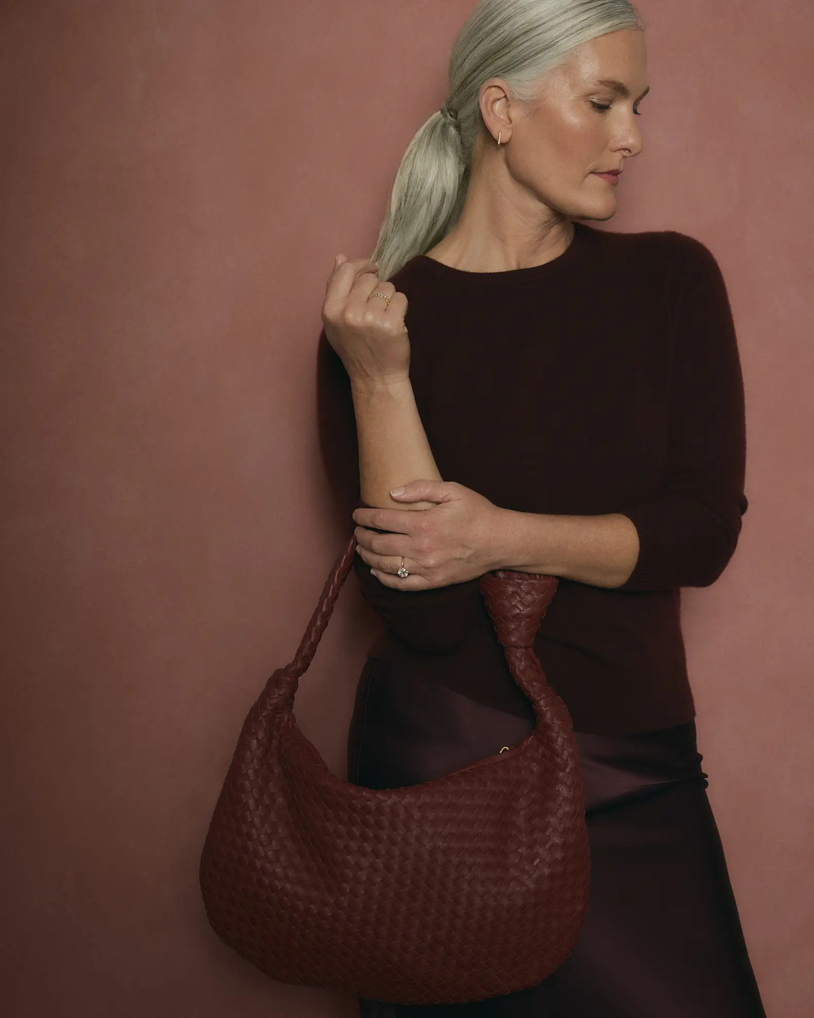Mongolian Cashmere Crewneck Sweater in Rich Burgundy | Quince
