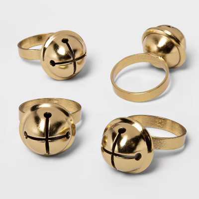 4pk Bell Napkin Rings Gold - Threshold™ | Target