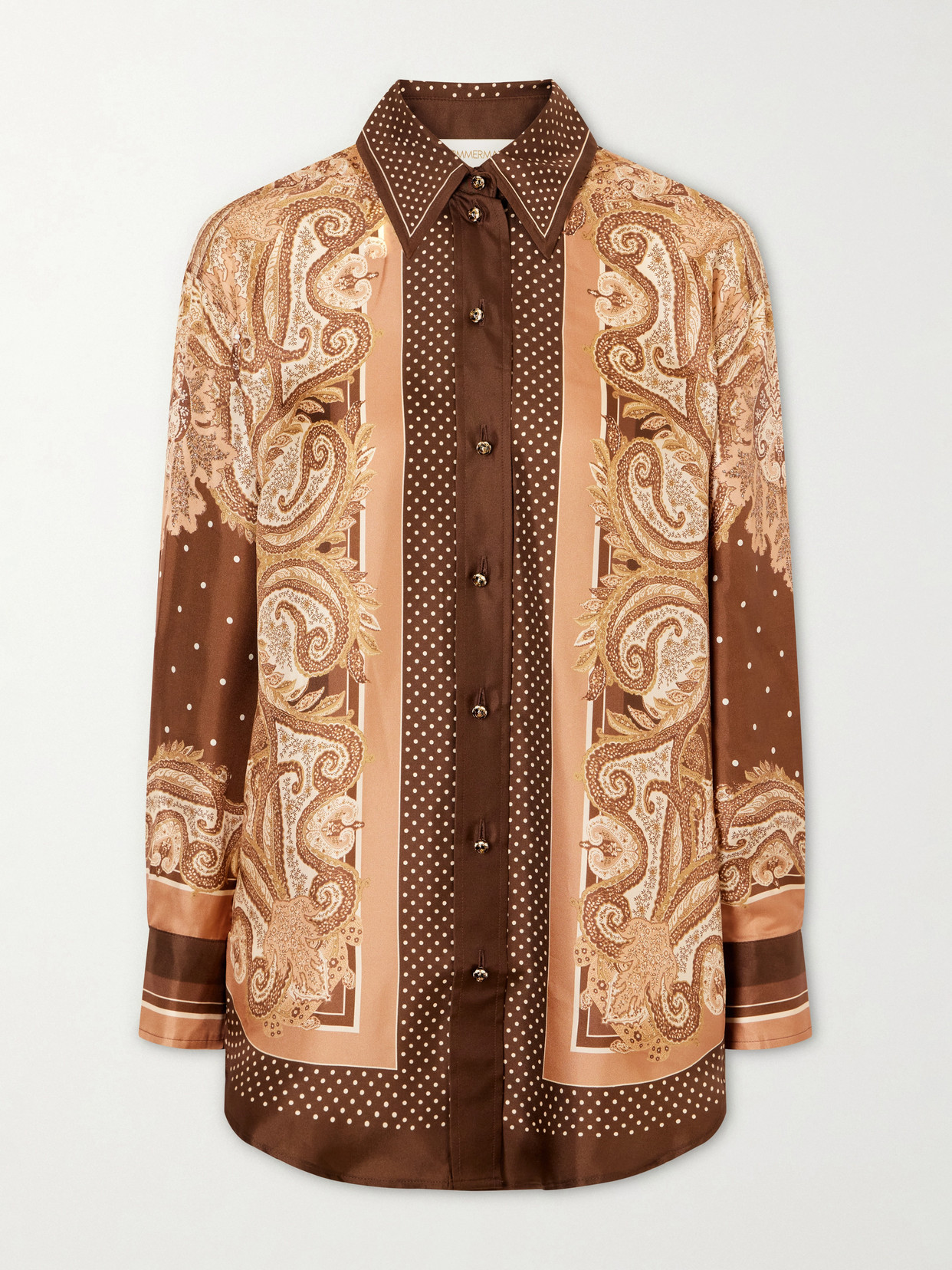 Zimmermann - Luna Printed Silk-twill Shirt - Brown | NET-A-PORTER (US)