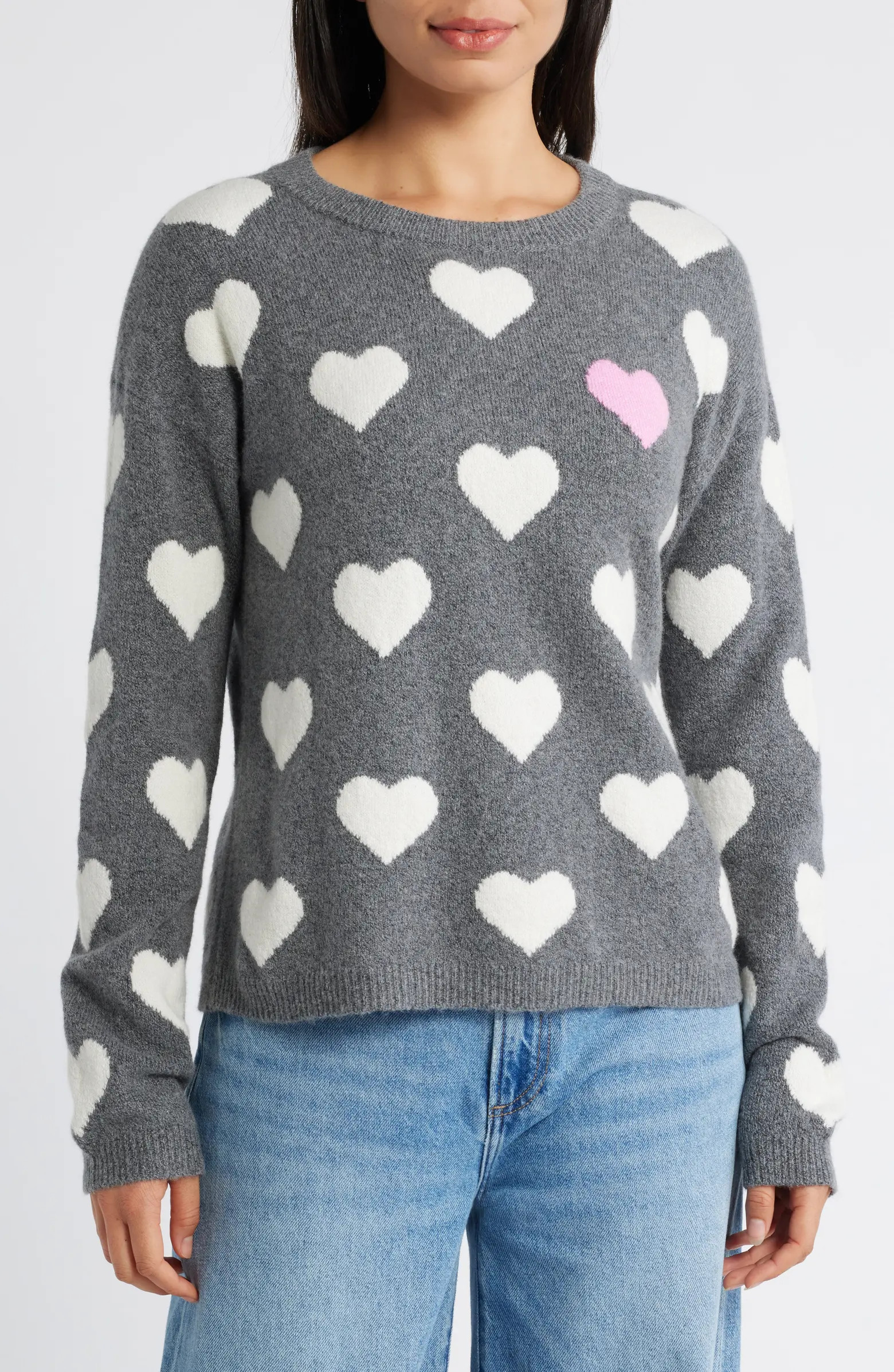 Hearts Jacquard Crewneck Sweater | Nordstrom