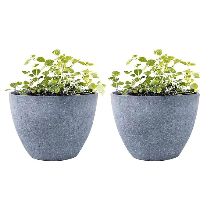 LA JOLIE MUSE Flower Pot Garden Planters Outdoor Indoor, Resin Plant Containers with Drain Hole, ... | Amazon (US)