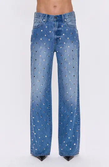 Pistola Hendrix Embellished Rivets High Waist Straight Leg Jeans | Nordstrom | Nordstrom