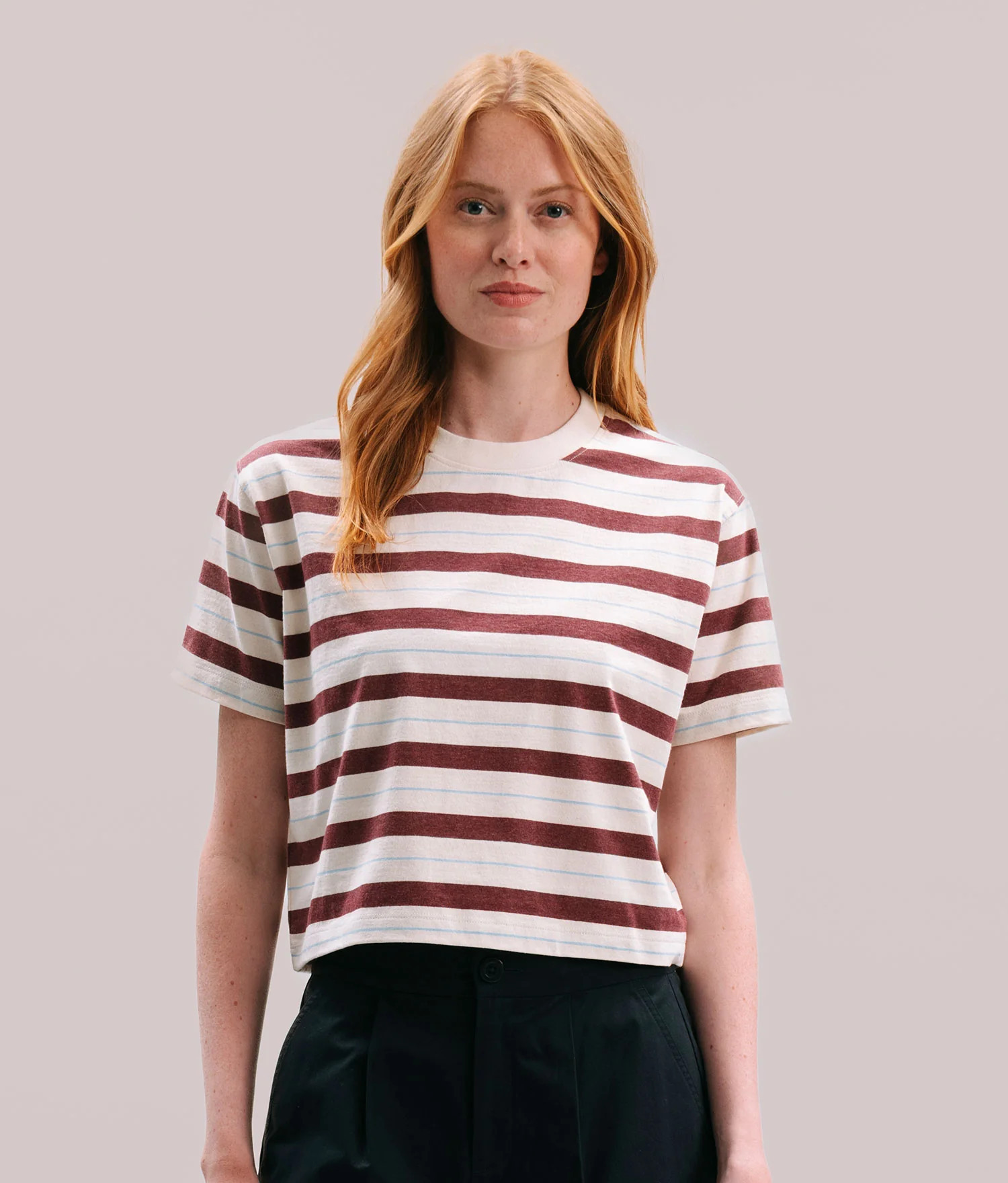 Womens Recycled Stripe Tee - Recycled Jersey - Red Stripe RED STRIPE / XS | Andie Swim
