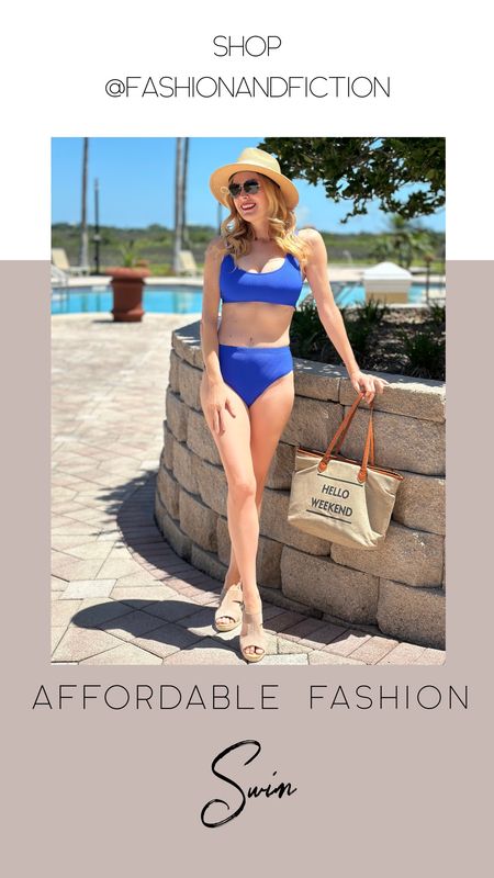 Two-piece swimsuit from Amazon ribbed bikini. High waisted. Great fit. Wearing size medium. Run small. Size up in the top.

#LTKswim #LTKover40 #LTKtravel