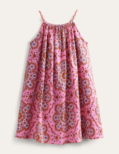 Plaited Strap Dress - Bright Petal Pink Daisies | Boden (US)