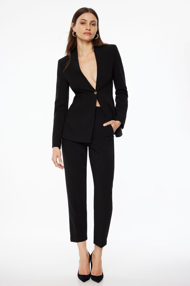 Collarless Fitted Blazer | Dynamite Clothing