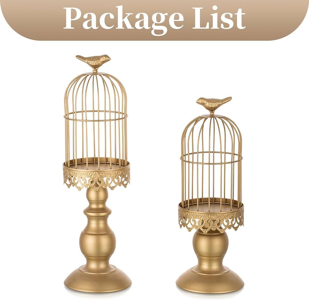 Sziqiqi Bird Cage Candle Holders - Decorative Metal Cage Candle Lanterns for Pillar Candles Vinta... | Amazon (US)