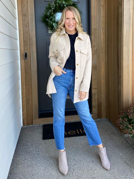 This shacket, Abercrombie jean and bootie combo is the perfect #ltkfall outfit! Madewell booties complete the look!

#LTKSale #LTKsalealert #LTKstyletip