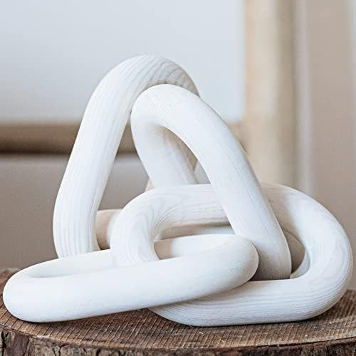 Peakoly Wood Chain Link Decor - Rustic White Washed Decorative Chain, Great as Coffee Table Decor or | Amazon (US)