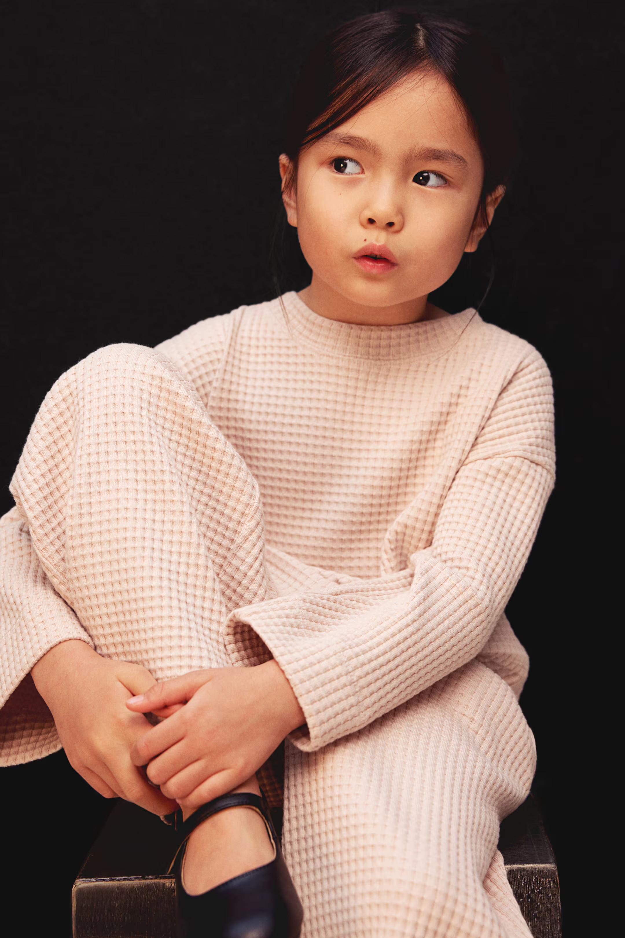 2-piece Waffled Jersey Set - Light dusty pink - Kids | H&M US | H&M (US + CA)