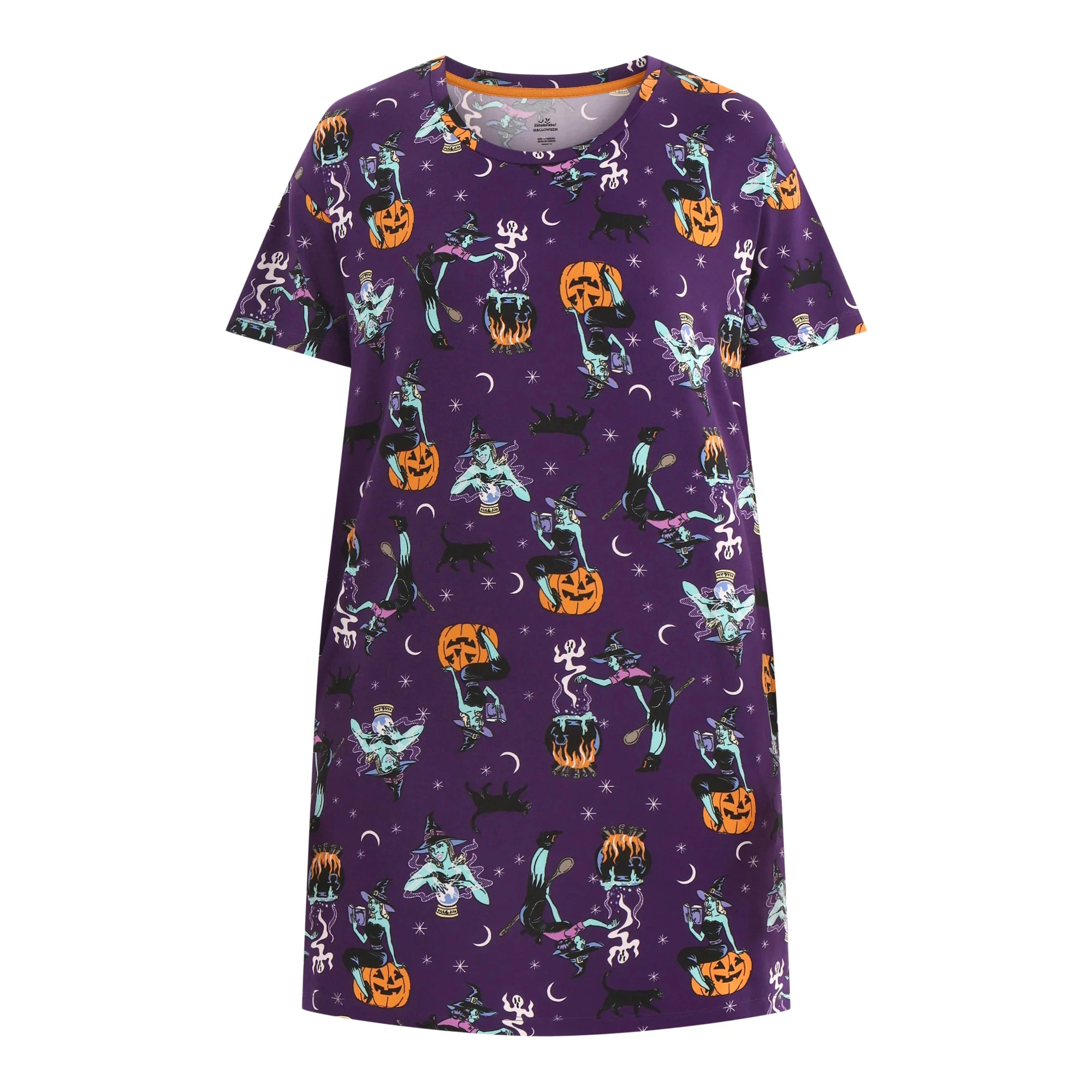 Halloween Women's Printed Sleepshirt Top and Socks Set from Way to Celebrate, 2-Piece, Sizes XS-3... | Walmart (US)
